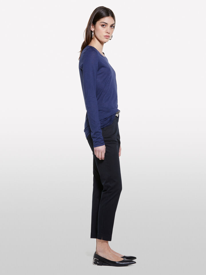 T-shirt azul-escuro com mangas compridas - null - Azul-Escuro | Sisley image number 2